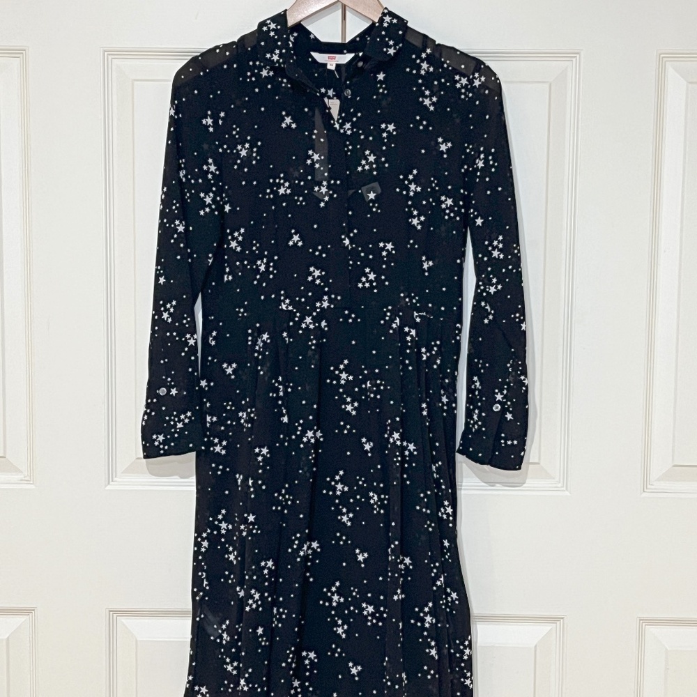 Levi's Black Sheer Shirt Dress XS